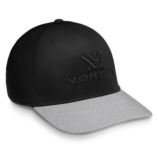 Vortex Fitted Black Out Hat in black and grey